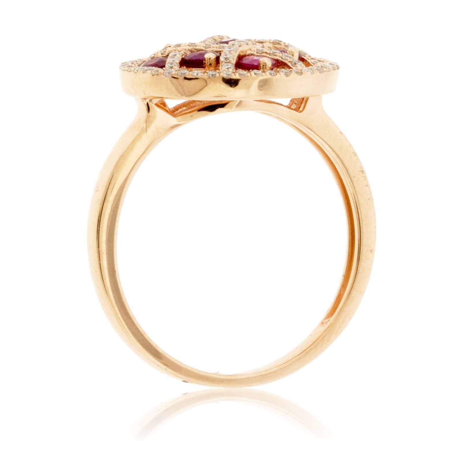 Ruby & Diamond Lattice Style Circle Ring - Park City Jewelers