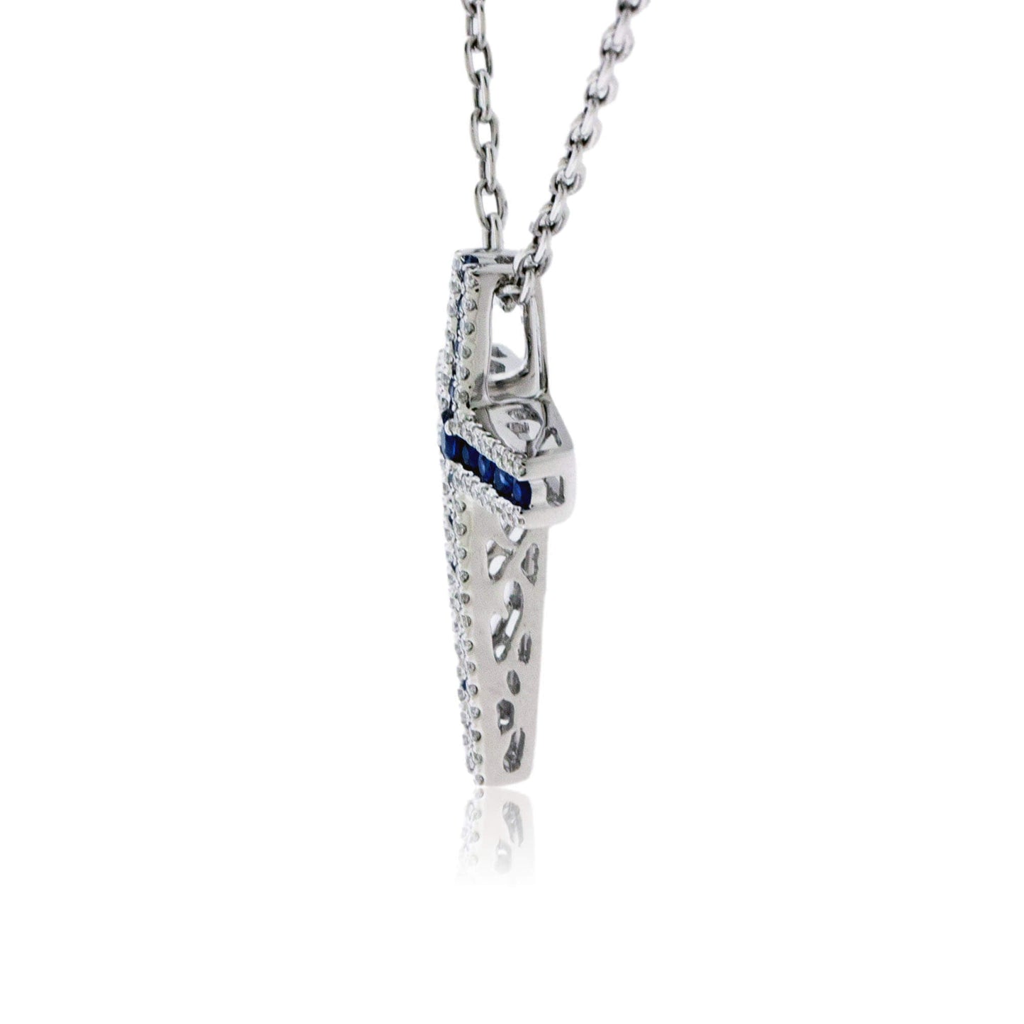 Sapphire and Diamond Cross Pendant w/Chain - Park City Jewelers