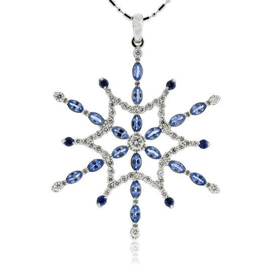 Sapphire and Diamond Snowflake Pendant - Park City Jewelers