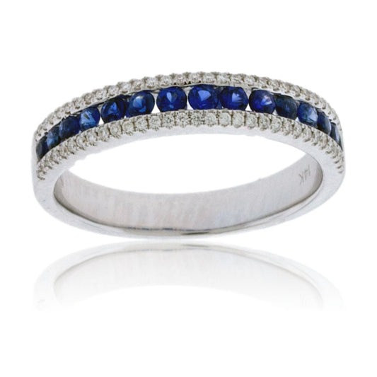 Sapphire and Double Row Diamond Band - Park City Jewelers