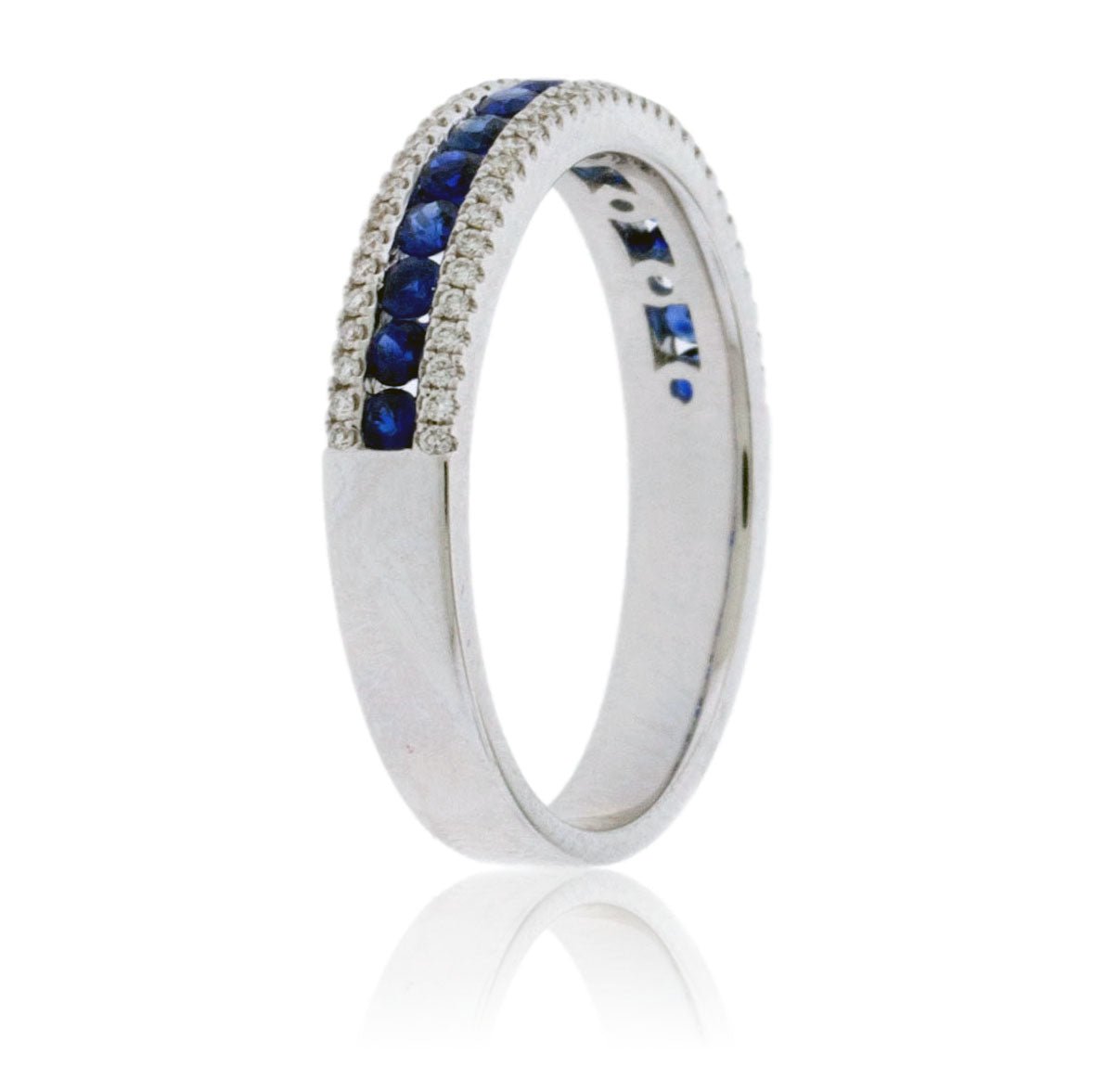 Sapphire and Double Row Diamond Band - Park City Jewelers
