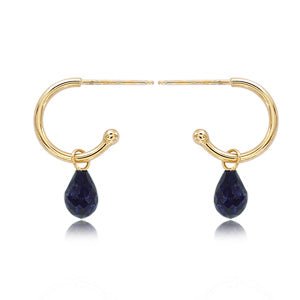 Sapphire Briolette Dangle Hoop Earrings - Park City Jewelers