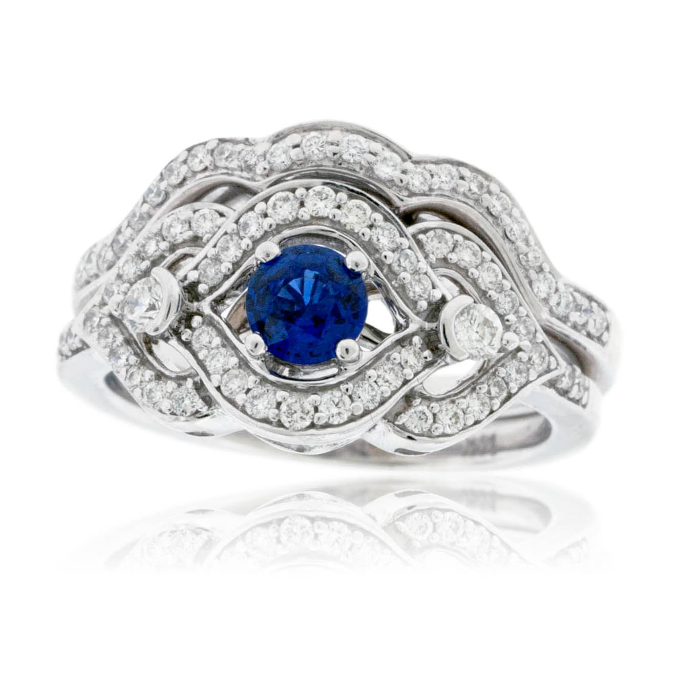 Sapphire Centered Diamond Accented Engagement Ring - Park City Jewelers