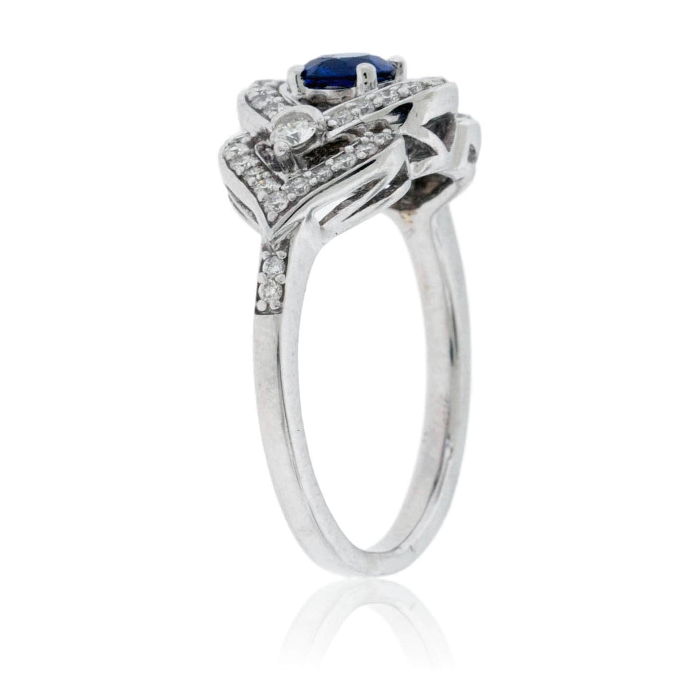 Sapphire Centered Diamond Accented Engagement Ring - Park City Jewelers