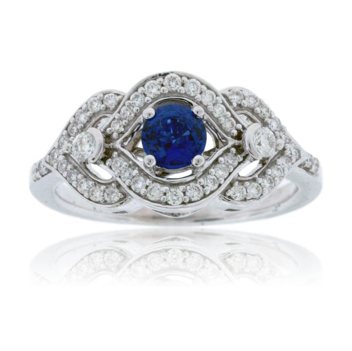 Sapphire Centered Diamond Accented Engagement Ring - Park City Jewelers