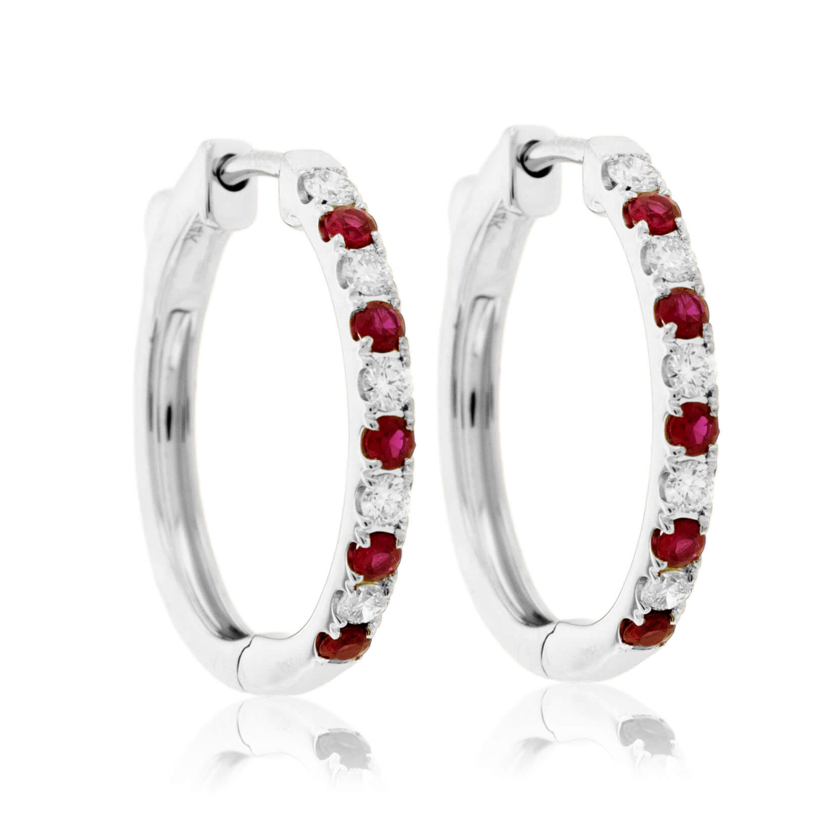 Sapphire & Diamond Alternating Hoop Earrings - Park City Jewelers