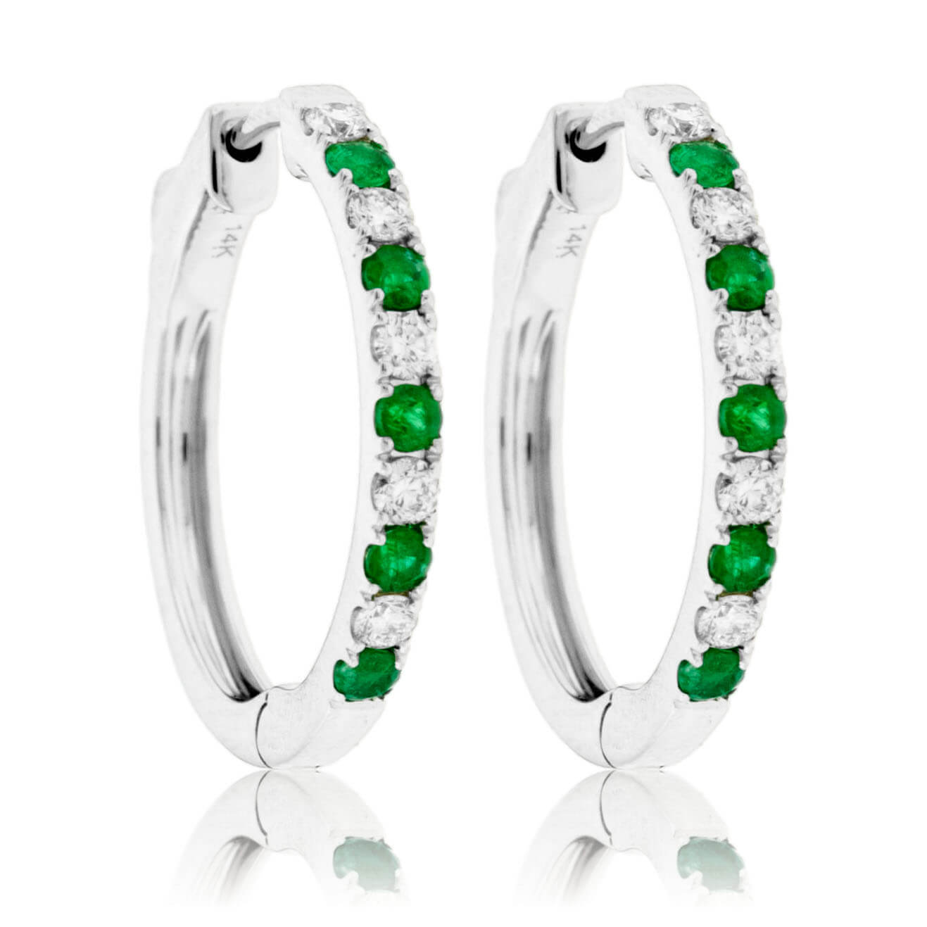 Sapphire & Diamond Alternating Hoop Earrings - Park City Jewelers