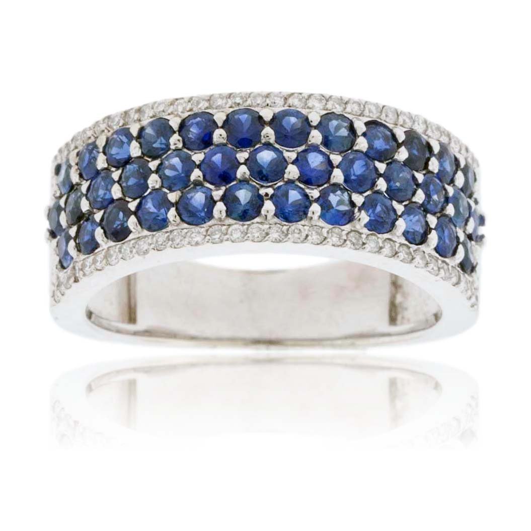 Sapphire Three Row & Diamond Band - Park City Jewelers