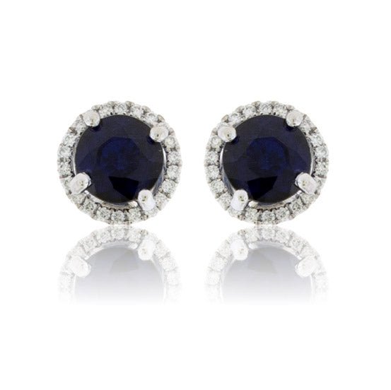 Sapphire with Diamond Halo Stud Earrings - Park City Jewelers