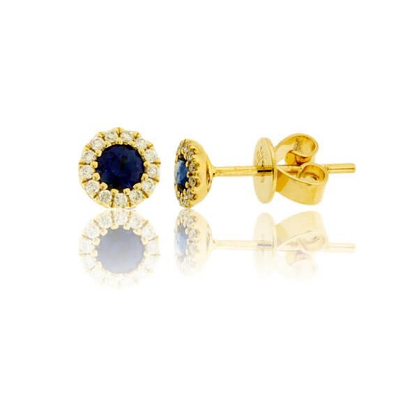 Sapphire with Diamond Halo Stud Earrings - Park City Jewelers