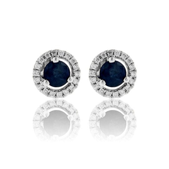 Sapphire with Diamond Halo Stud Earrings - Park City Jewelers