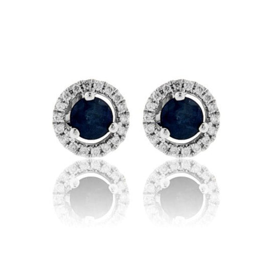 Sapphire with Diamond Halo Stud Earrings - Park City Jewelers