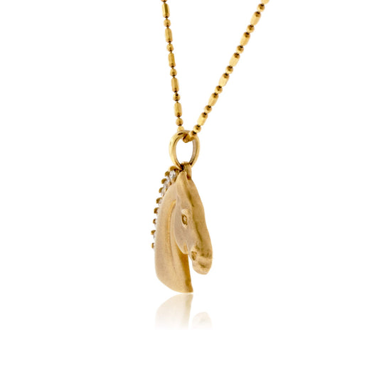 Satin English Horse with Diamond Mane Necklace - Park City Jewelers