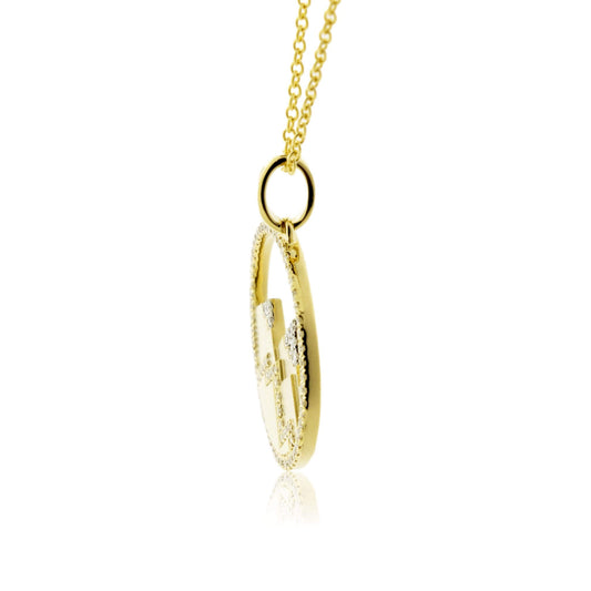 Satin Finish Flush Set Diamond Mountain Disc Pendant - Park City Jewelers