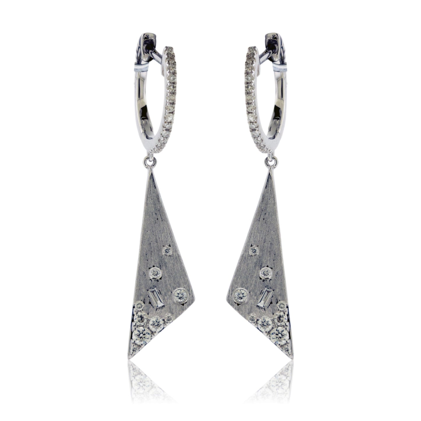 Satin Gold Finish Fancy Diamond Dangle Triangle Earrings - Park City Jewelers