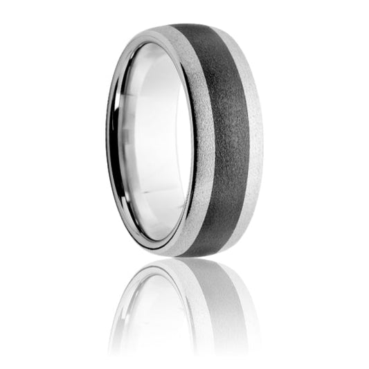 Serinium Domed Band with Black Ceramic Inlay & Stone Finish - Park City Jewelers