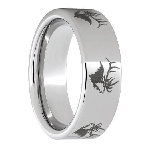 Serinium Pipe Cut Band with Elk Head Laser Engraving - Park City Jewelers
