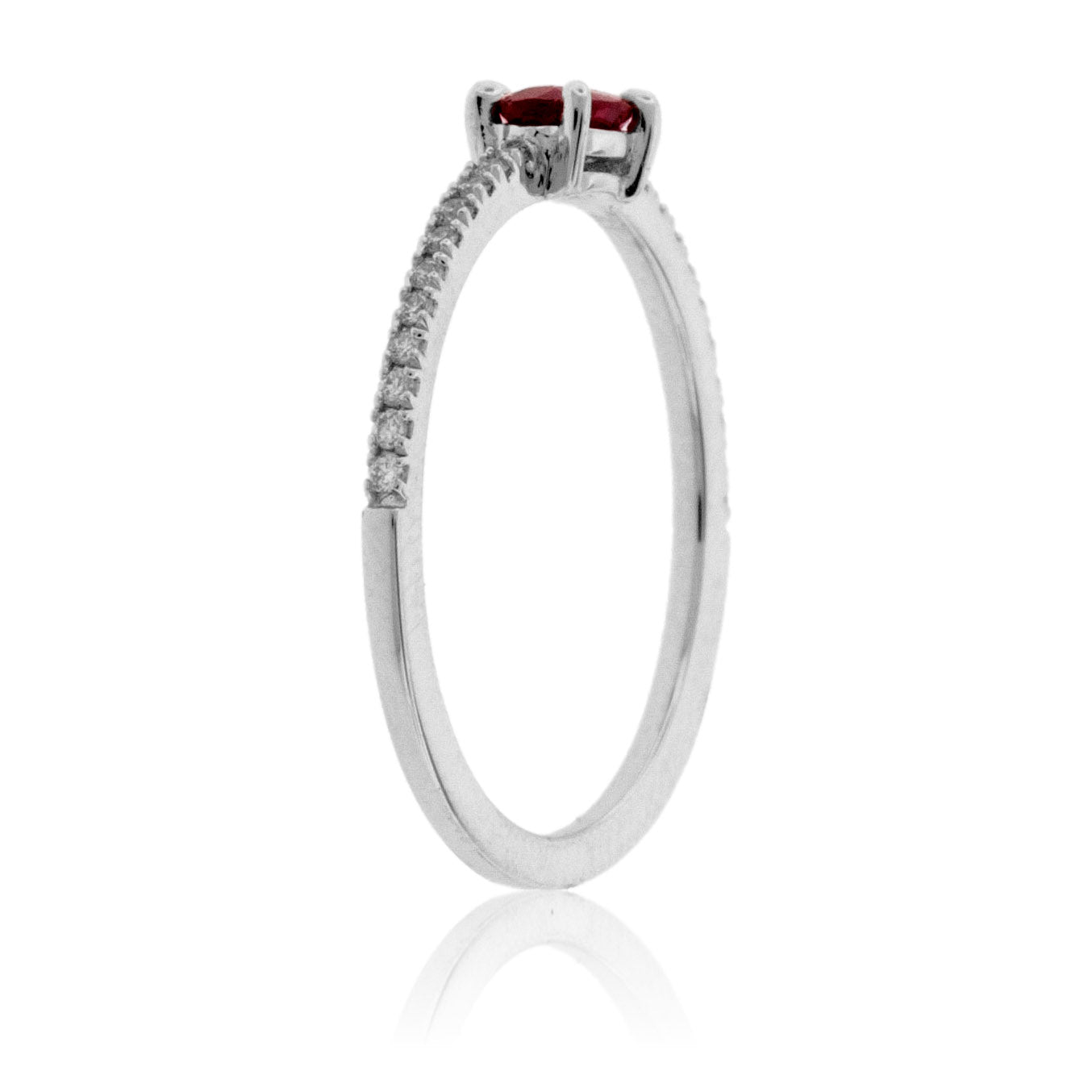 Sideways Oval Ruby and Diamond Shank Ring - Park City Jewelers