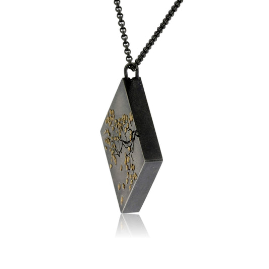 Silver, 18K Gold, & Nugget Gold Aspen Branch On Point Pendant - Park City Jewelers