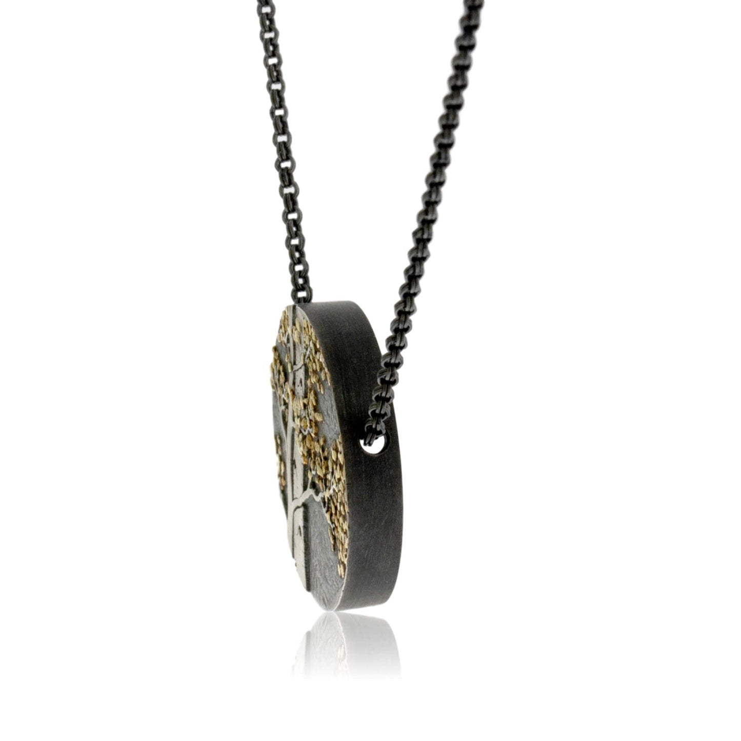Silver, 18K Gold, & Nugget Gold Aspen Duet Pendant - Park City Jewelers