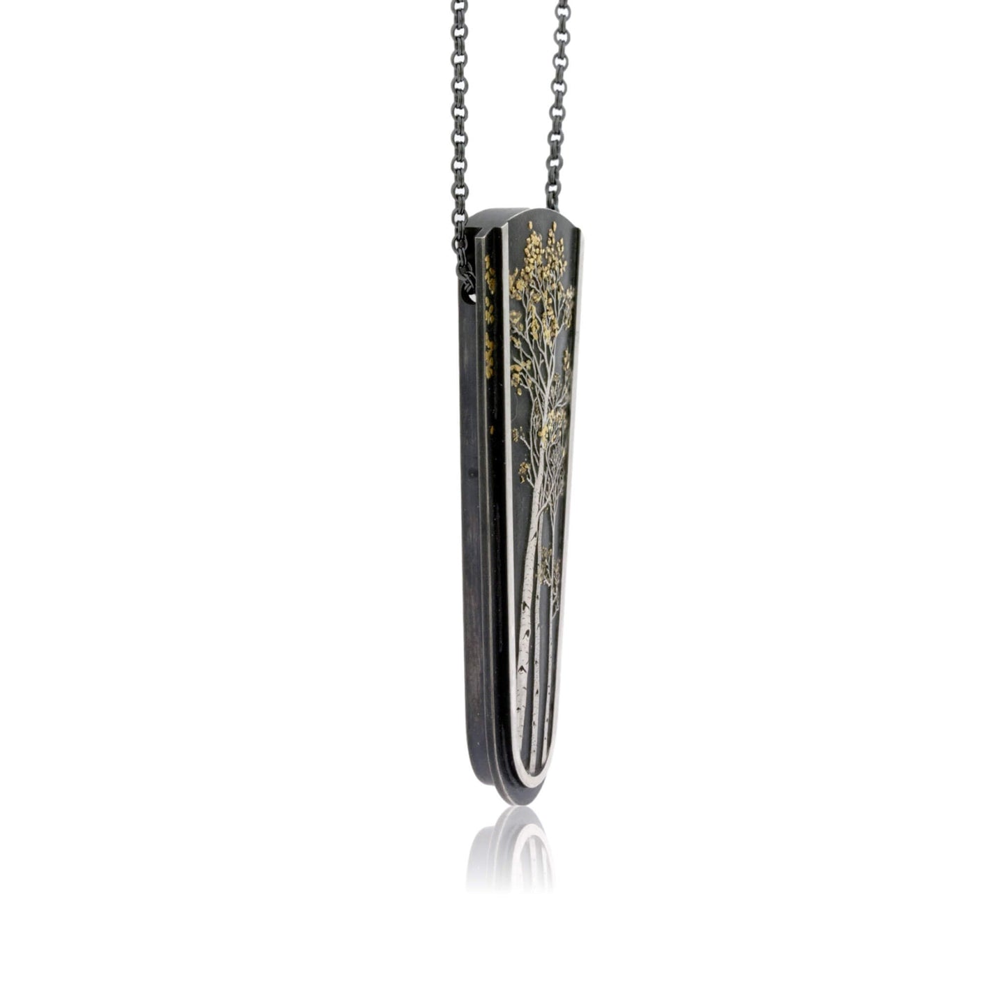 Silver, 18K Gold, & Nugget Gold Aspen Duet Pendant - Park City Jewelers