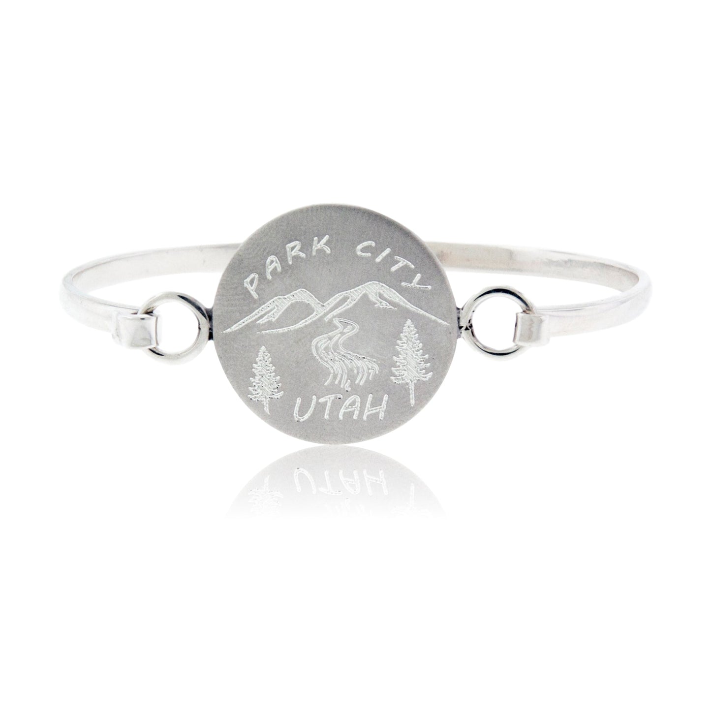 Silver Mountain Engraved Park City Bracelet - Park City Jewelers