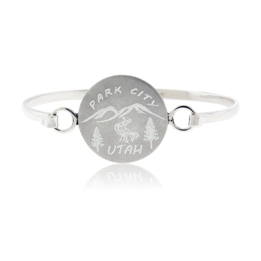 Silver Mountain Engraved Park City Bracelet - Park City Jewelers