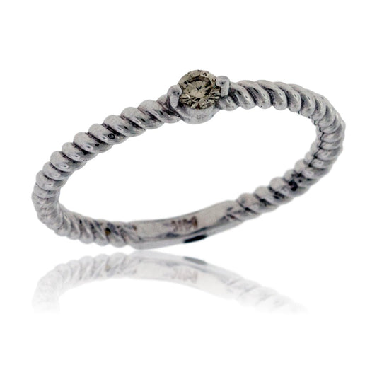 Single Diamond Stackable Rope Style Ring - Park City Jewelers