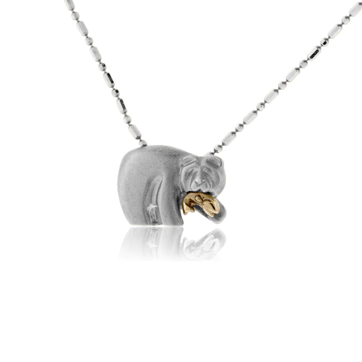 Small Bear Gone Fishing Pendant - Park City Jewelers