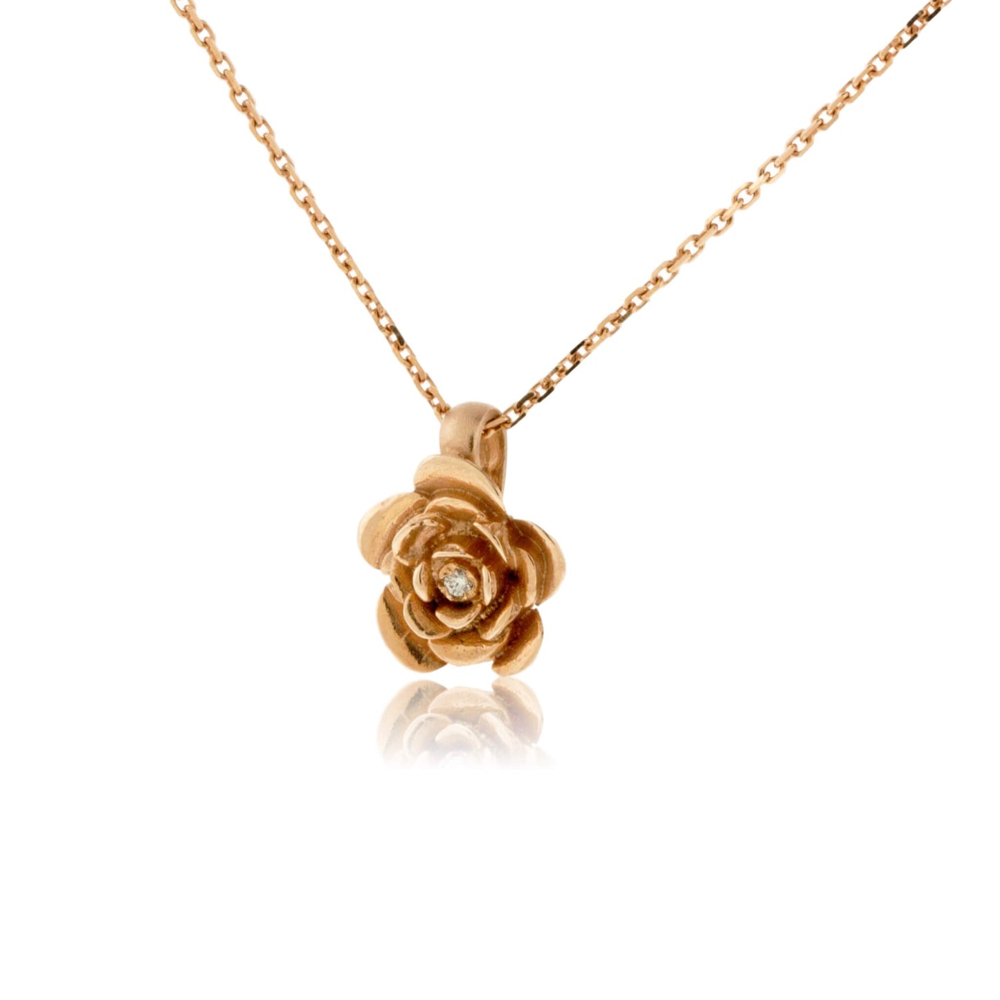 Small Rose & Diamond Pendant - Park City Jewelers