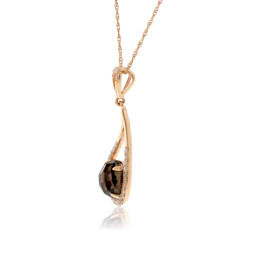 Smoky Quartz & Diamond Tear Drop Pendant - Park City Jewelers
