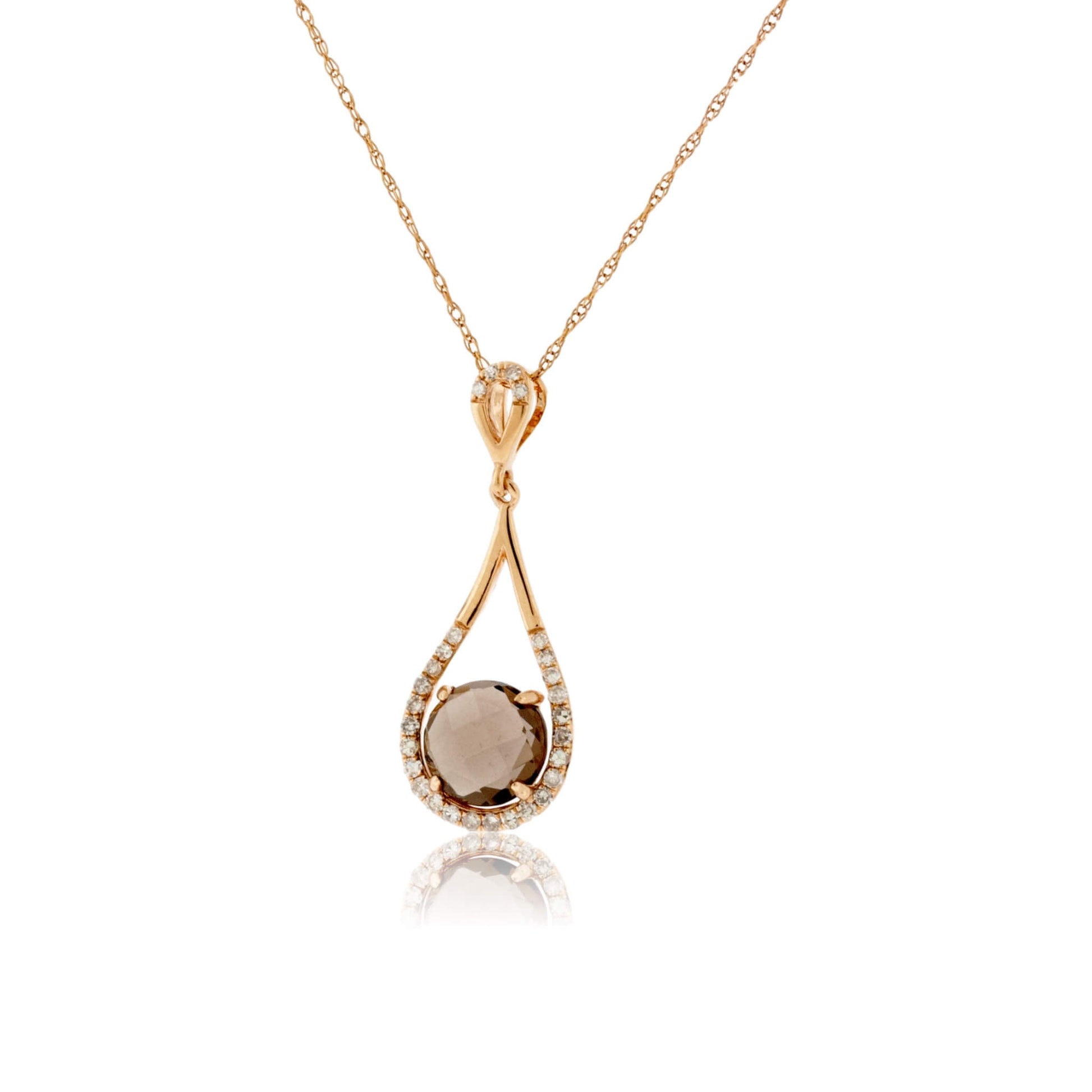 Smoky Quartz & Diamond Tear Drop Pendant - Park City Jewelers
