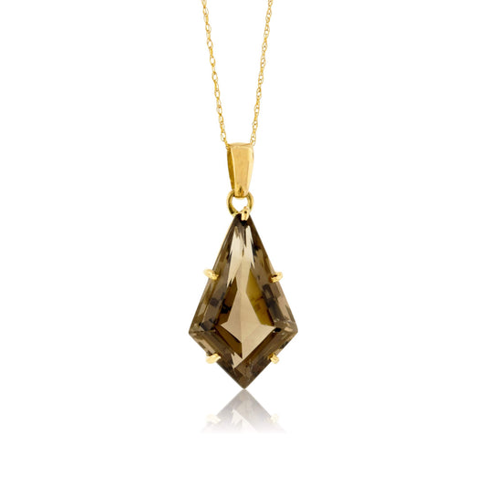 Smoky Quartz Fancy Cut Solitaire Pendant - Park City Jewelers