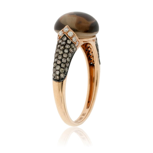 Smoky Topaz Cabochon with Diamonds & Brown Diamonds Ring - Park City Jewelers
