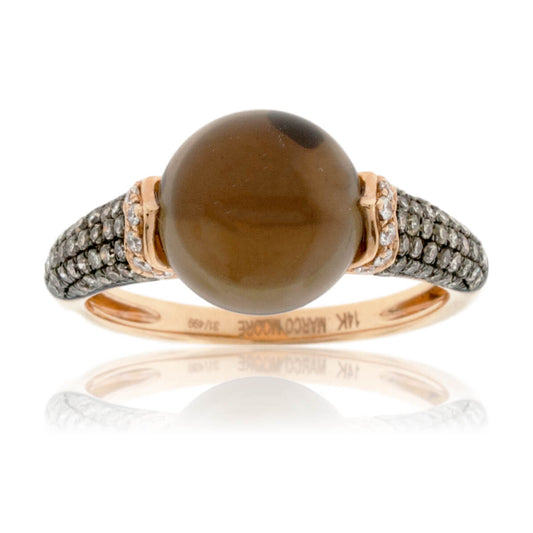 Smoky Topaz Cabochon with Diamonds & Brown Diamonds Ring - Park City Jewelers
