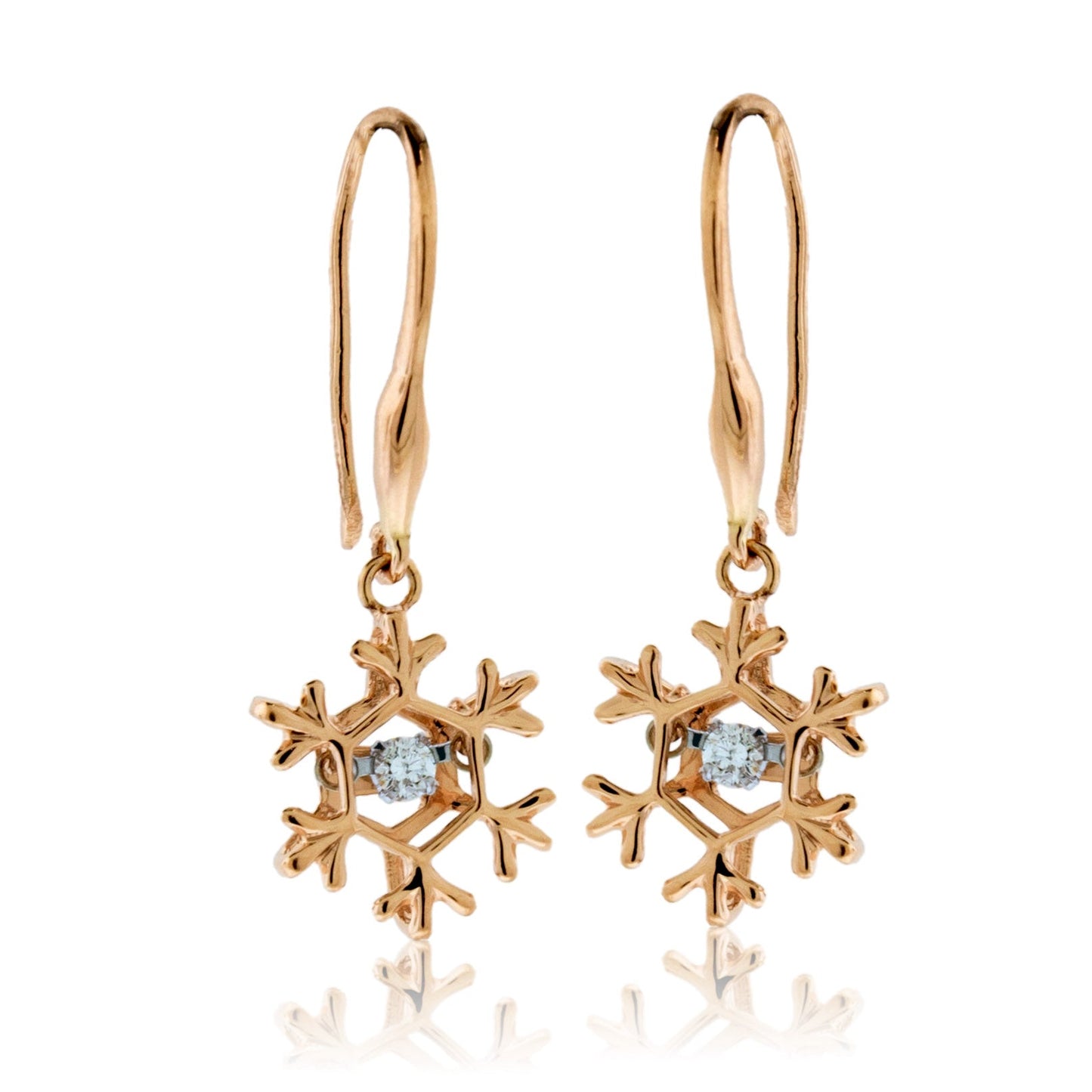 Solitaire Dancing Diamond Dangle Snowflake Earrings - Park City Jewelers