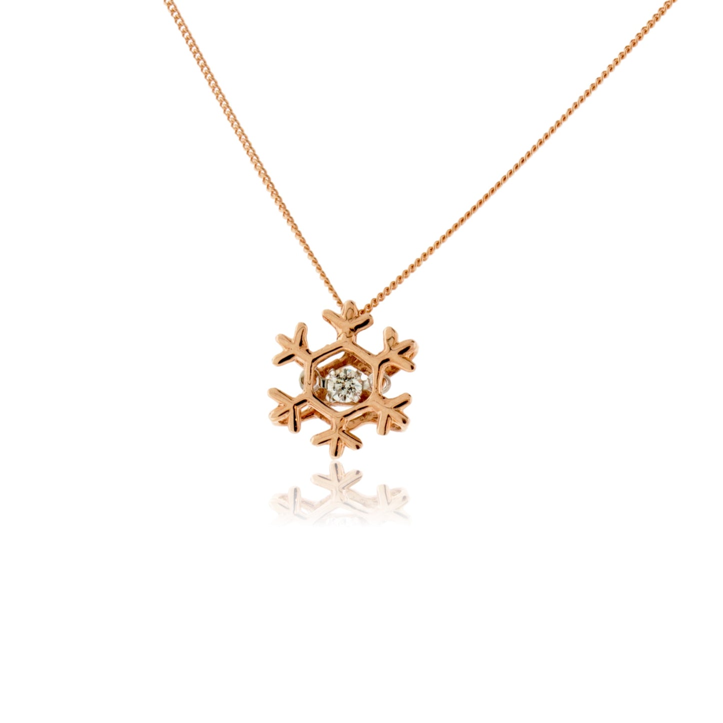 Solitaire Dancing Diamond Snowflake Pendant w/ Chain - Park City Jewelers