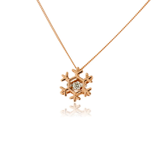 Solitaire Dancing Diamond Snowflake Pendant w/ Chain - Park City Jewelers