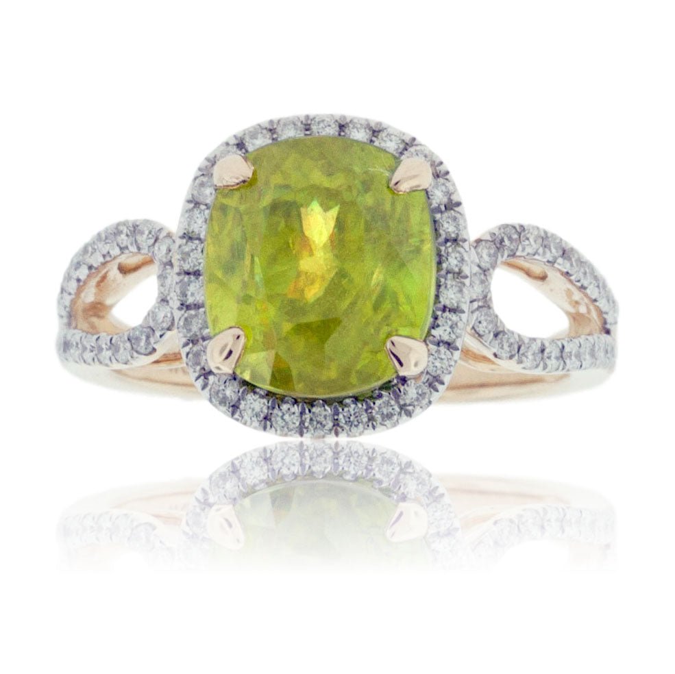 Sphene & Diamond Halo Ring - Park City Jewelers