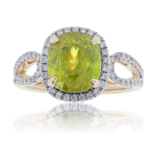 Sphene & Diamond Halo Ring - Park City Jewelers