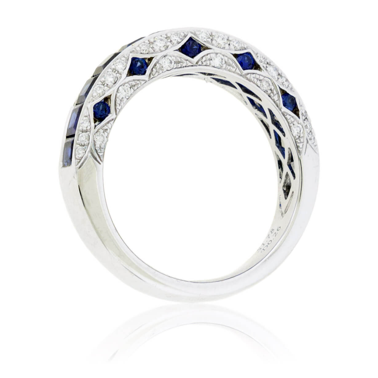 Square Sapphire & Diamond Lined Vintage Inspired Band - Park City Jewelers