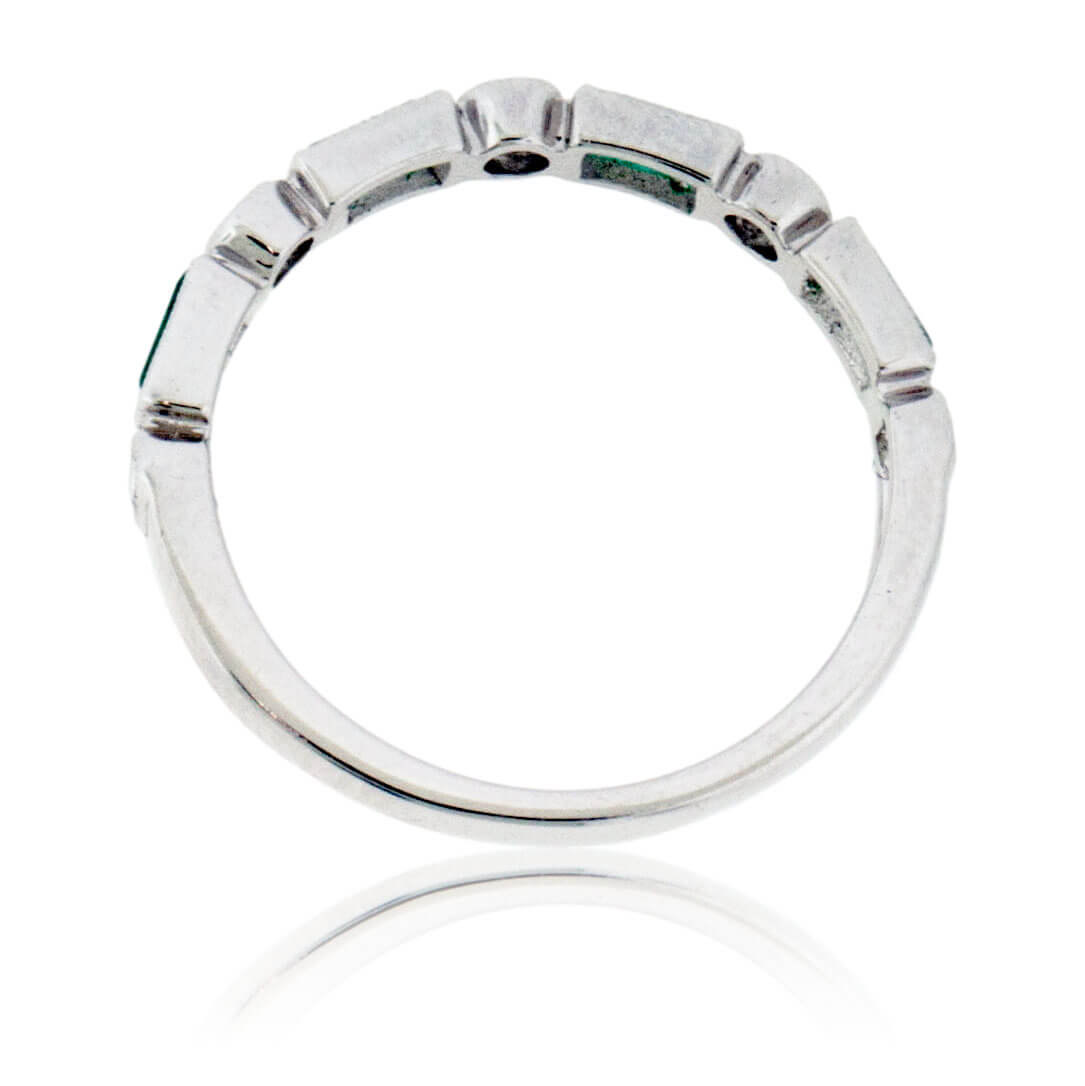 Stackable Alternating Emerald and Round Diamond Band - Park City Jewelers