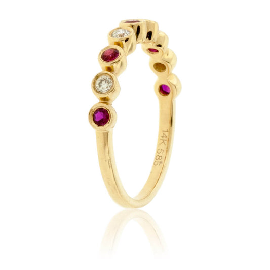Stackable Round Ruby and Round Diamond Band - Park City Jewelers