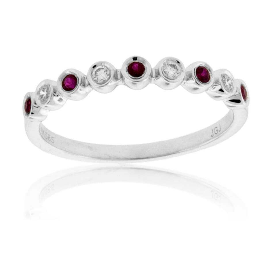 Stackable Round Ruby and Round Diamond Band - Park City Jewelers