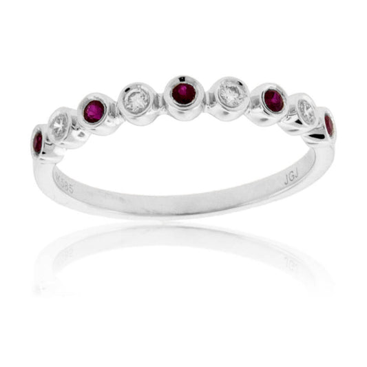 Stackable Round Ruby and Round Diamond Band - Park City Jewelers