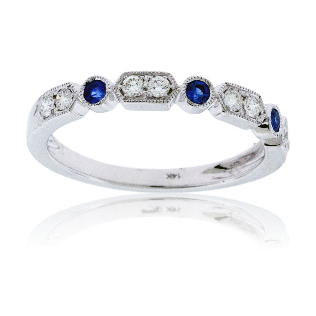 Stackable Sapphire and Round Diamond Band - Park City Jewelers