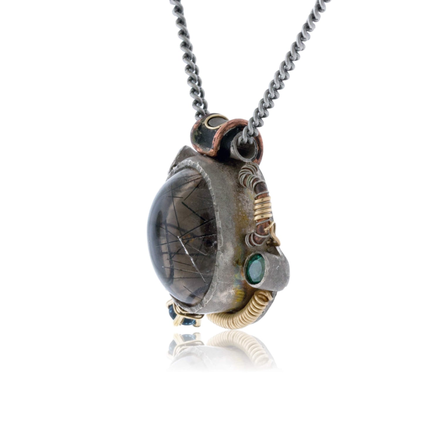 Steam Punk Silver, Copper, & Gemstone Pendant - Park City Jewelers