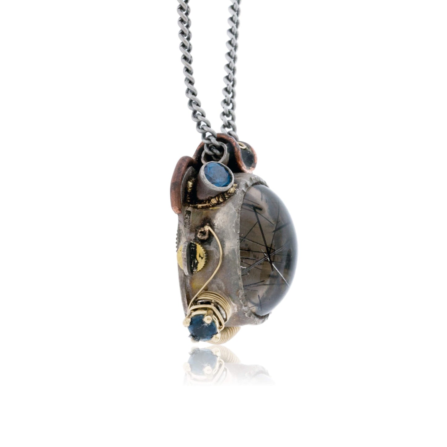 Steam Punk Silver, Copper, & Gemstone Pendant - Park City Jewelers