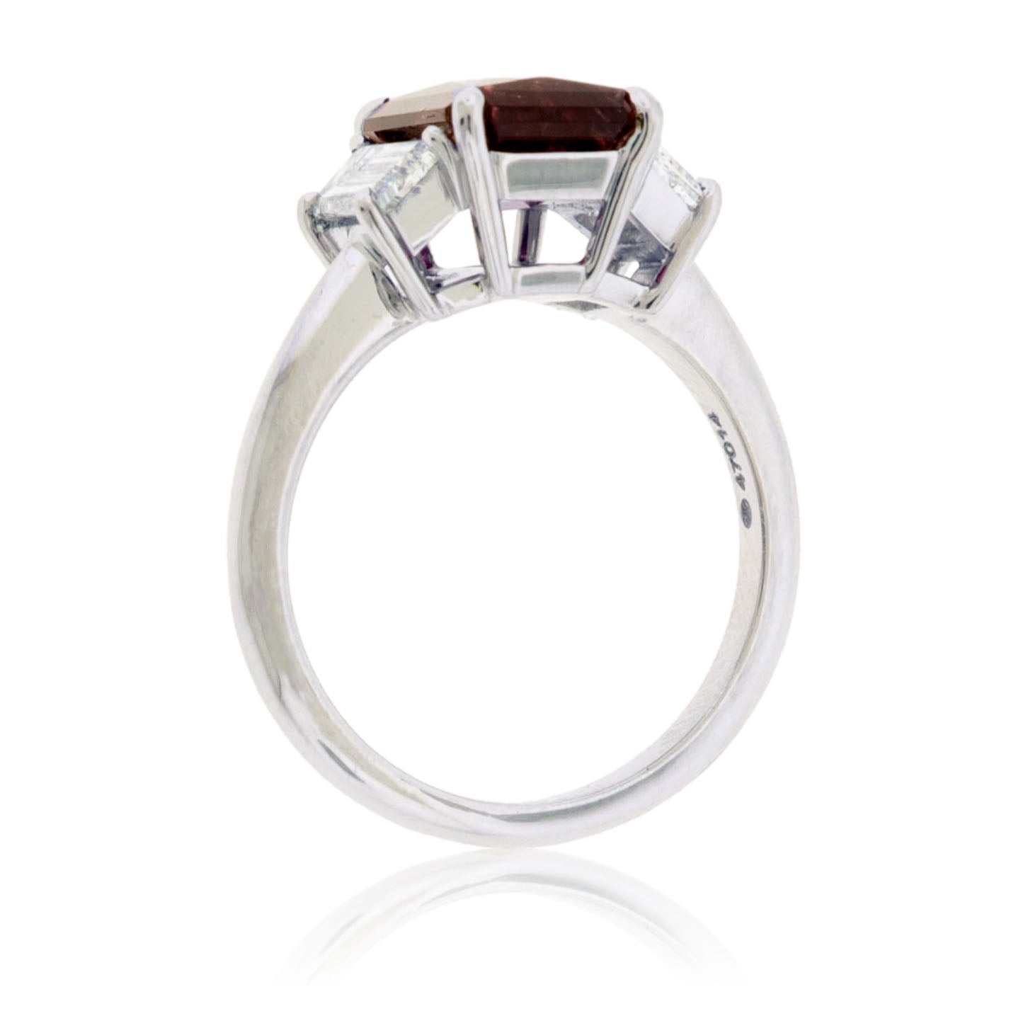 Step-Cut Red Emerald and Diamond Accented Ring - Park City Jewelers