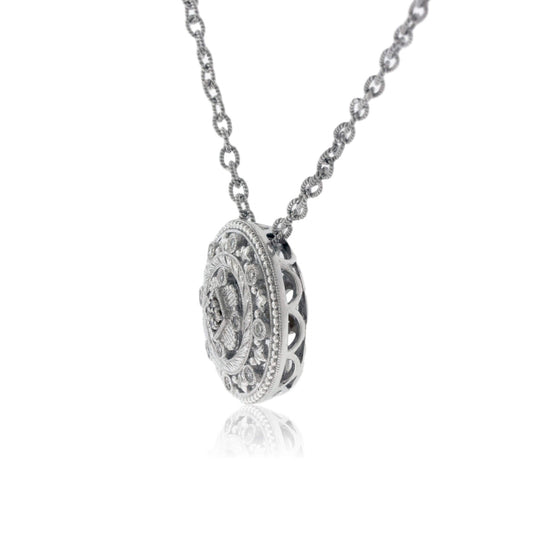 Sterling Silver Circle Shape Diamond Necklace - Park City Jewelers